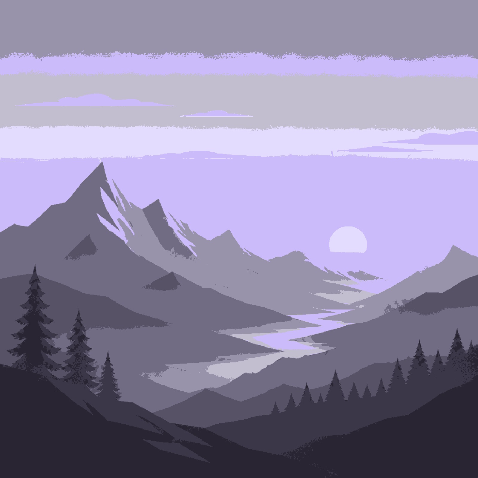 Layered mountain ranges at dawn